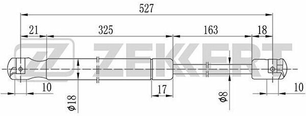 ZEKKERT GF-2090 Пружина газовая багажника Jeep Compass 06-