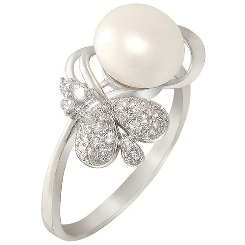 фото Эстет кольцо с жемчугом и фианитами из серебра л8к3519490, размер 18.5