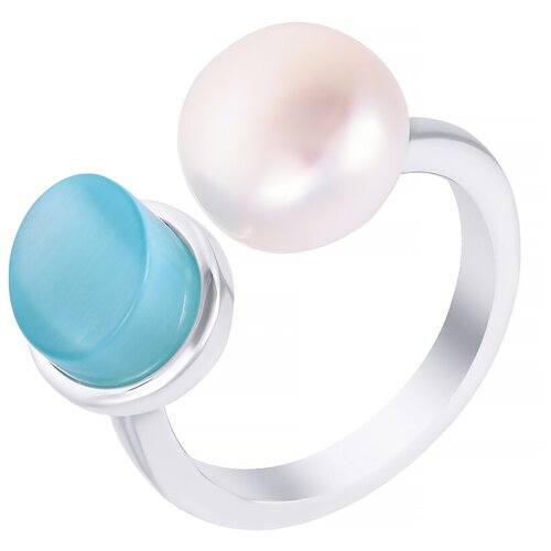 фото Element47 кольцо из серебра 925 пробы с ювелирным стеклом и жемчугом синтетическим sr1845-ko-wp-us-001-wg, размер 16.5