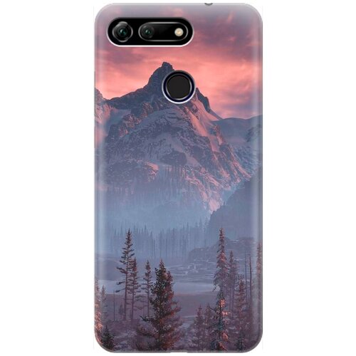 фото Re:pa накладка transparent для honor view 20 (v20) с принтом "лес, горы, зарево"