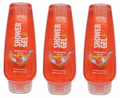 Trichup гель для душа Активный Део + Клубничный взрыв (Vasu Shower Gel Strawberry),250мл - 3 шт