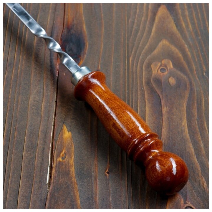 Шампур узбекский 82см, деревянная ручка, (рабочая часть 60см), с узором - фотография № 2