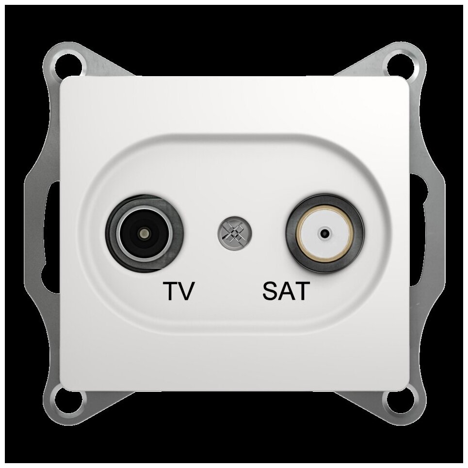 Glossa GSL000198 Розетка телевизионная проходная (TV+SAT, под рамку, скрытая установка, белая) Упаковка (10 шт.) Schneider Electric - фото №1