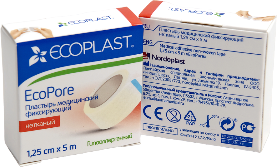 Ecoplast Пластырь EcoPore медицинский фиксирующий нетканый 1,25 см х 5 м 1 шт