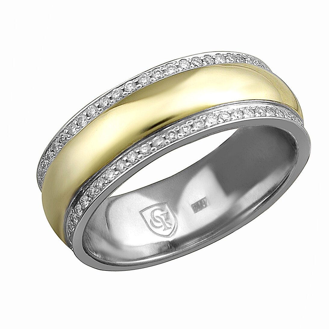 Кольцо Эстет, комбинированное золото, 585 проба, бриллиант