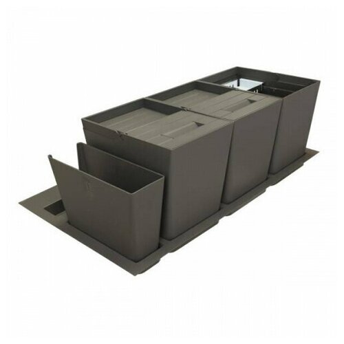 Система сортировки мусора ALBIO 55 2x16 L + 2 контейнера, серый пластик, ALVEUS
