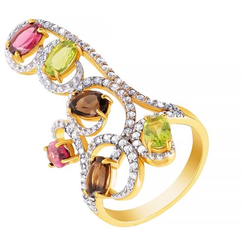 фото Element47 кольцо из серебра 925 пробы с перидотами, родолитами и раухтопазами r-06050-88-s03_ko_pd_rh_sq_yg, размер 17.5