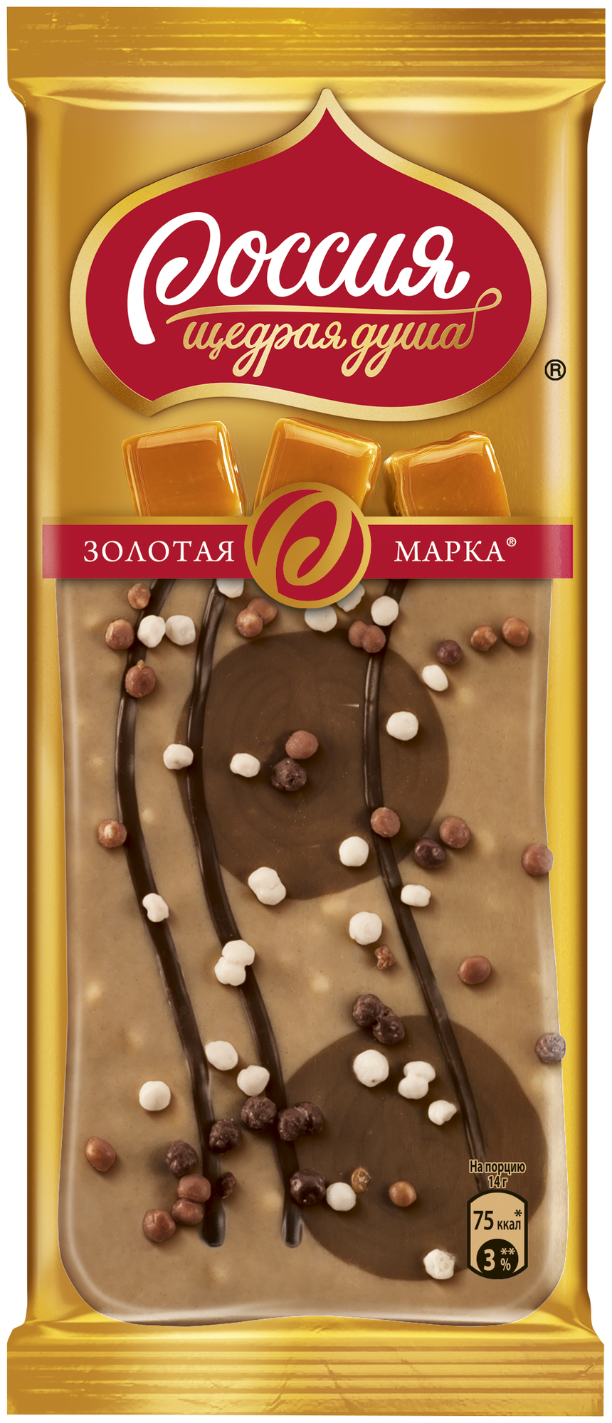 Шоколад Россия золотая марка дуэт 85 г в карамельном - фотография № 1