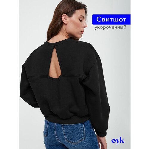 Свитшот OYK, силуэт свободный, размер M, черный