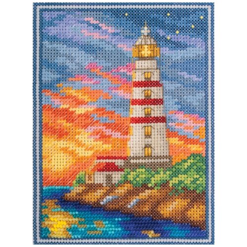 фото Набор для вышивания крестиком panna с бисером, крымский маяк (gm-1826)