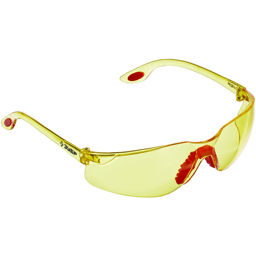 Защитные желтые очки ЗУБР спектр 3 широкая монолинза, открытого типа, (110316)