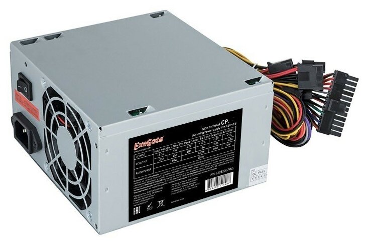 EXEGATE Блок питания EX292145RUS Блок питания 650W CP650 ATX 8cm fan 24pin 4pin 3xSATA 2xIDE FDD