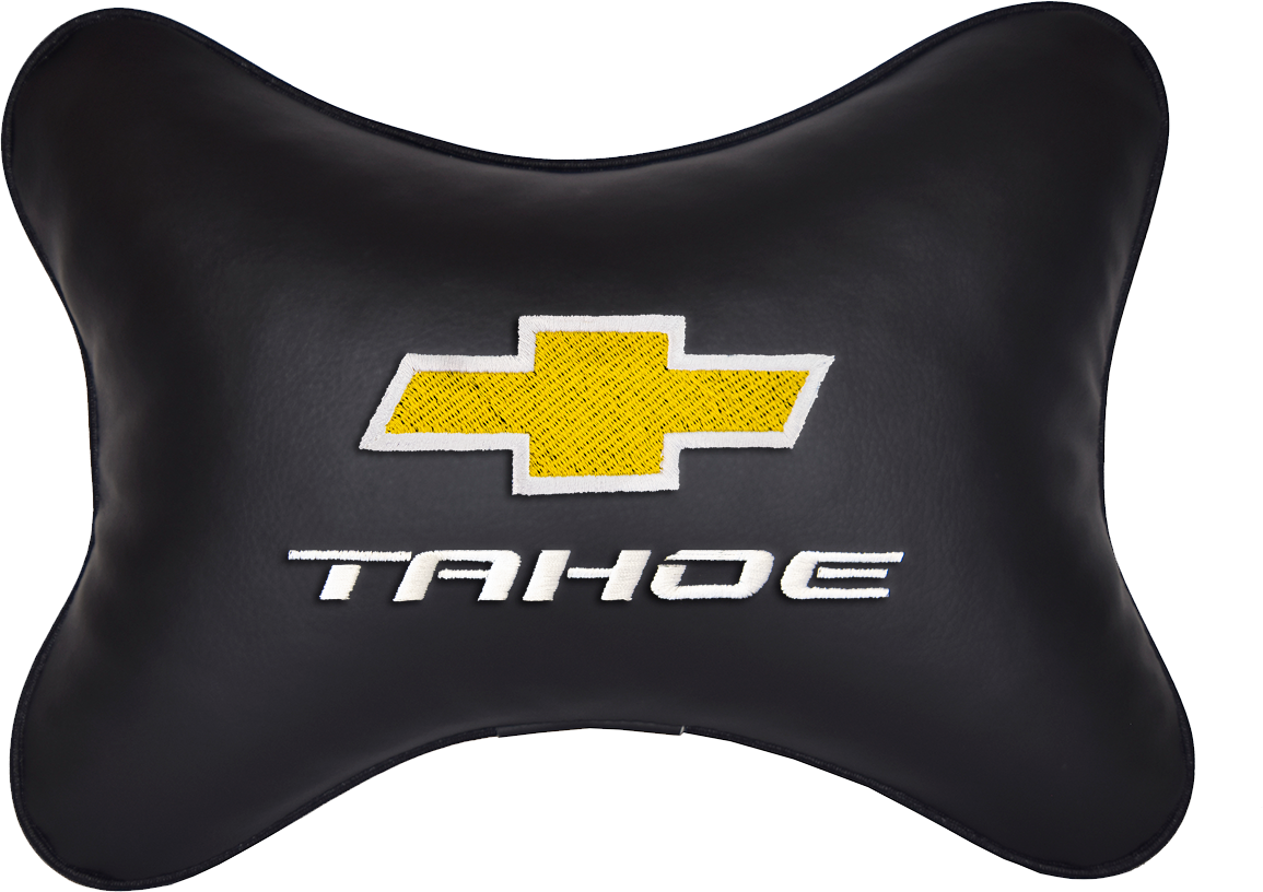 Подушка на подголовник экокожа Black с логотипом автомобиля CHEVROLET Tahoe