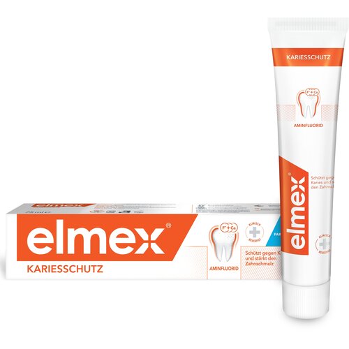 Зубная паста Elmex Защита от кариеса, 75 мл, белый набор elmex ополаскиватель для полости рта 400 мл зубная паста защита от кариеса 75 мл