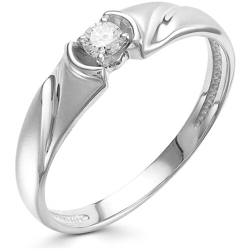 фото Алькор кольцо с 1 бриллиантом из белого золота 12636-б00, размер 16.5