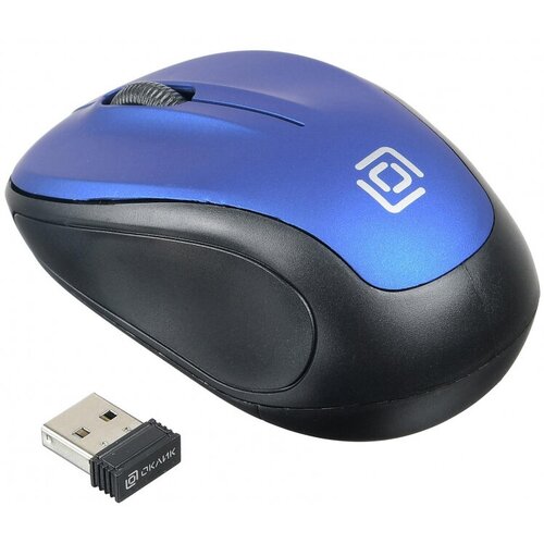 Мышь компьютерная Oklick 665MW черный/синий опт (1000dpi) беспр USB (3but) компьютерная мышь oklick 665mw черный синий