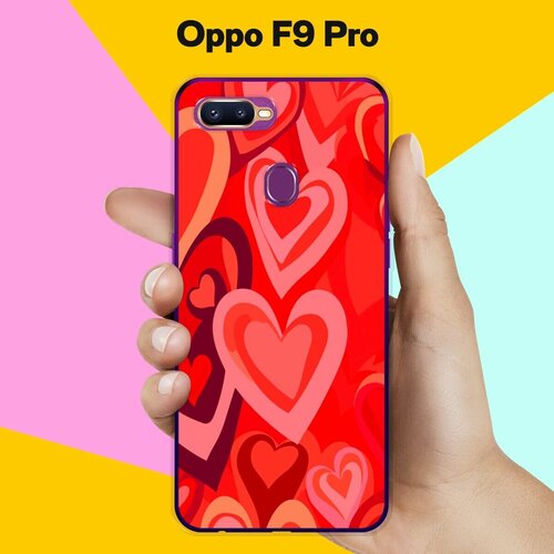 Силиконовый чехол на Oppo F9 Pro Красные Сердца / для Оппо Ф9 Про