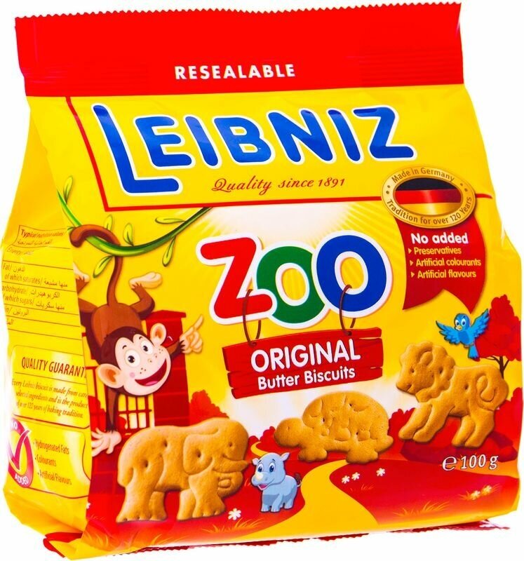 Печенье Leibniz Zoo сливочное с фигурками животных, 100г