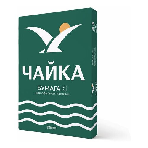 Бумага офисная большого формата (297х420), А3, 80 г/м2, 500 л, марка С, чайка, Россия, 146% (CIE)