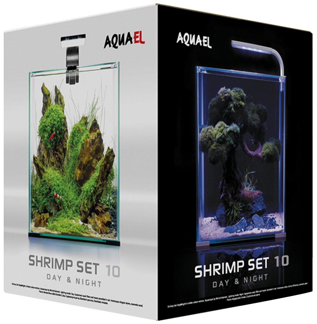 Aквариум AQUAEL SHRIMP SET DAY&NIGHT 10 белый (10 л), комплектация: TURBO MINI, FIX 2 50 Вт, Leddy Smart D&N 4.8Вт