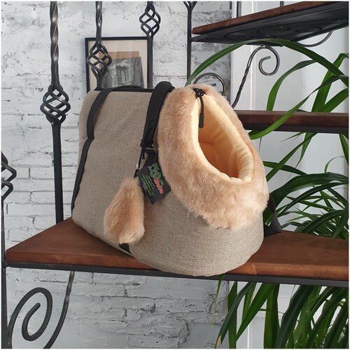 Сумка переноска для кошек и собак мелких пород ZooMoDa , светло-бежевая , 36х18х25 см .