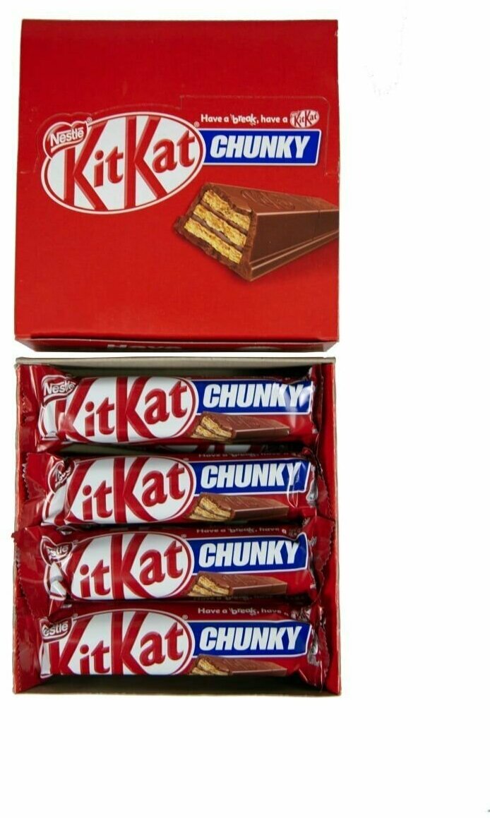 Шоколадный батончик KitKat Chunky с хрустящей вафлей, 2кр по 12 шт x 38 г. - фотография № 2