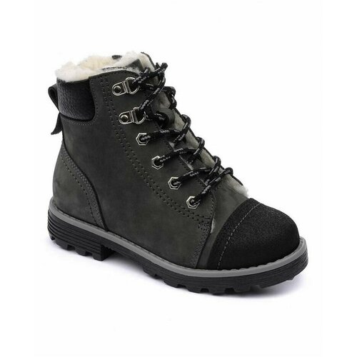 Ботинки Tapiboo, зимние, натуральная кожа, натуральный нубук, на молнии, анатомическая стелька, размер 30, серый, черный