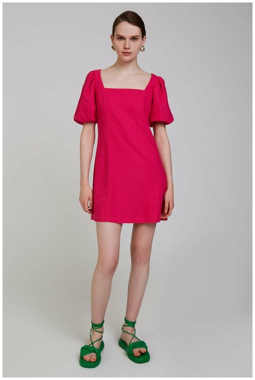 Розовое платье со шнуровкой INCITY, цвет ярко-розовый, размер XXS