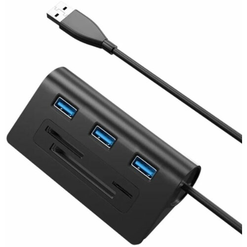 Хаб Acasis HS0023 USB3.0 to 3x USB3.0 + CF/TF/SD Card Reader, черный