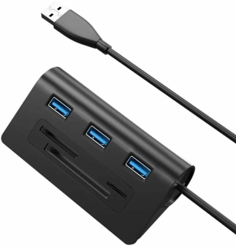 Хаб Acasis HS0023 USB3.0 to 3x USB3.0 + CF/TF/SD Card Reader, черный