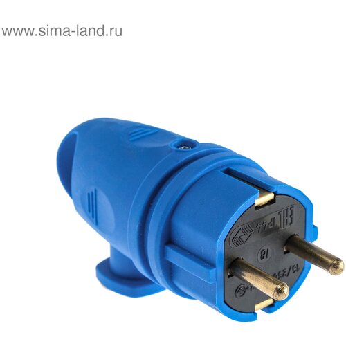 Вилка переносная угловая с кольцом В16-002 16 А 250 В IP44 с зк каучук синяя 557₽