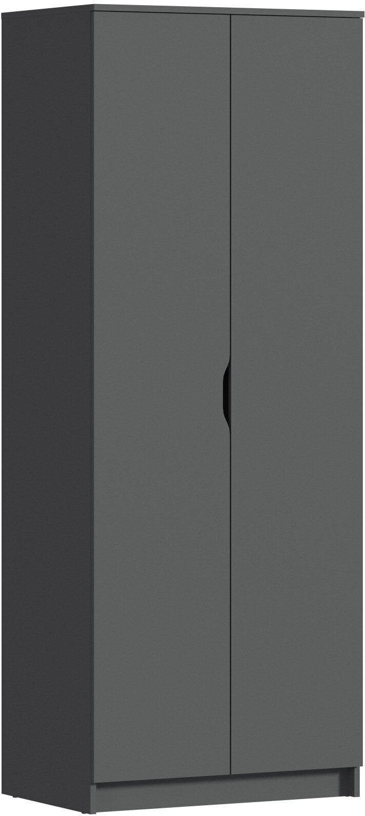 Двухдверный шкаф столплит Бруклин СБ-3346 со штангой, с 4 полками, без ручек в спальню, детскую, гостиную Диамант серый 78х202х52см - фотография № 1