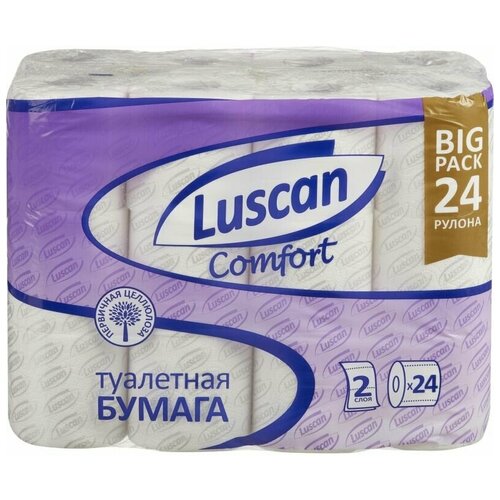 Бумага туалетная Luscan Comfort 2-слойная белая (24 рулона в упаковке), 1574572