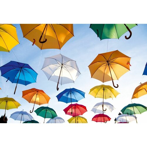 Фотообои виниловые тисненые на флизелиновой основе Цветные зонты И 649 400х270см