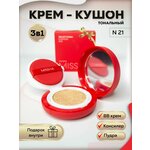 MISSHA Тональный кушон с матовым финишем №21 Velvet Finish Cushion №21 SPF 50+ / Матирующий BB крем для лица Корея - изображение