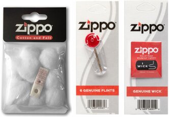 Набор Zippo для зажигалки: ремкомплект, кремни 6 шт и фитиль