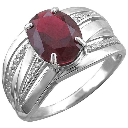 фото Эстет кольцо с гранатом и фианитами из серебра 48к259285, размер 18.5