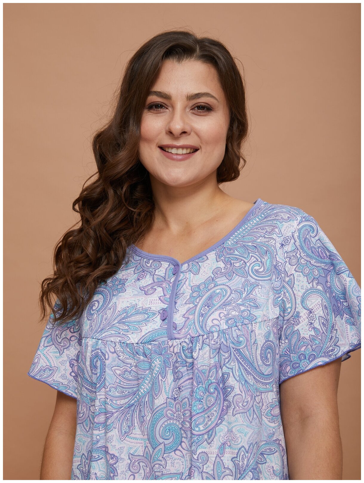 Сорочка ночная женская Алтекс сиреневая, размер 56 - фотография № 6