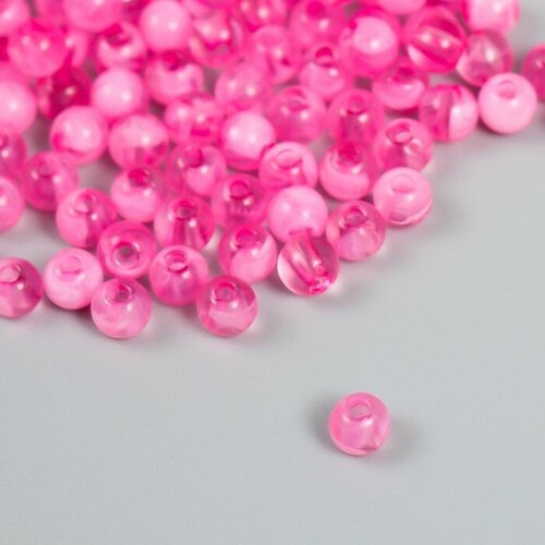 Набор пластиковых бусин Астра 6 мм, 20 гр (170+/-10шт), розовый, 2 штуки