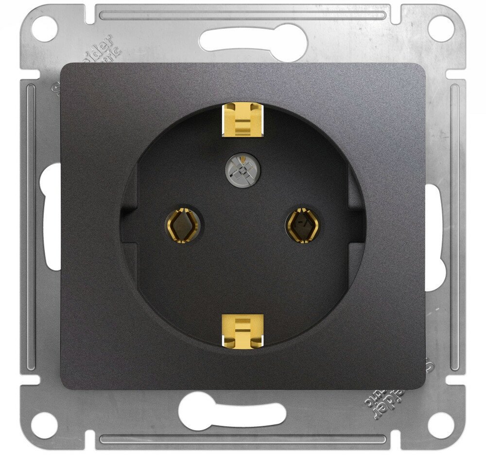 Механизм розетки 1-м СП Glossa 16А IP20 250В с заземл. графит SchE, SCHNEIDER ELECTRIC GSL001343 (1 шт.)
