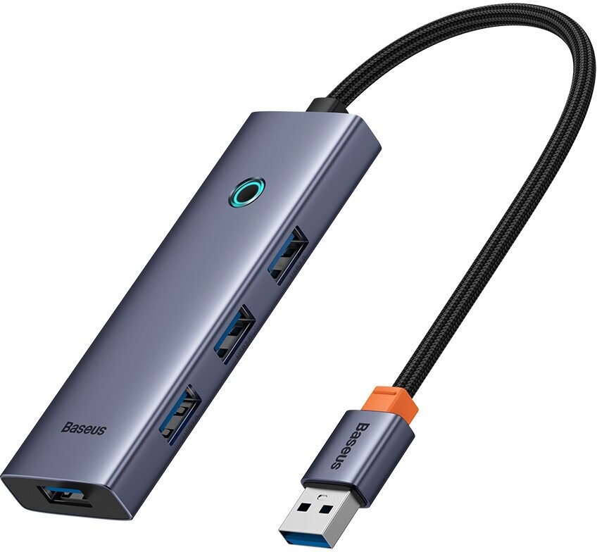 Хаб OS-Baseus Flite Series 4-Port HUB (Type-C - USB3.0*4) Серый (B0005280A813-03)