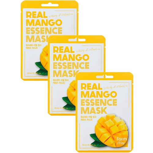 Маска тканевая FarmStay манго, Real Essence Mask Mango, 23мл Набор 3шт