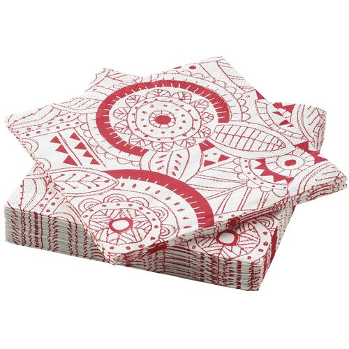 Набор салфеток бумажных для сервировки стола винтерфест икеа, 33x33 см, 30 шт, белый, красный