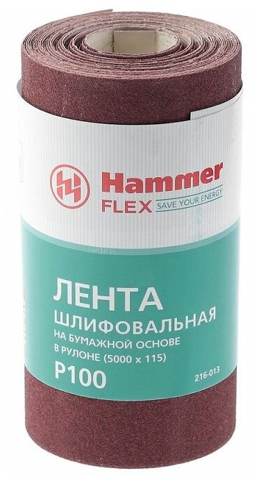 Лента шлифовальная Hammer Flex 216-013, Р100, 11,5 см х 5 м