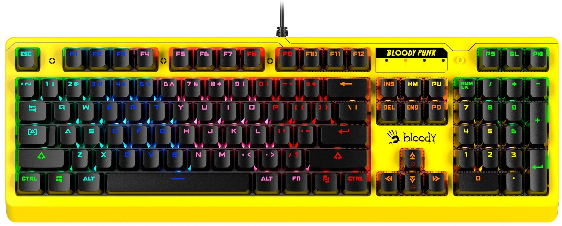 Механическая клавиатура A4Tech Bloody B810RC Punk, желтый/черный