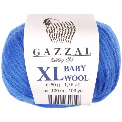 Пряжа Gazzal Baby Wool XL василек (830), 40%шерсть мериноса/20%кашемирПА/40%акрил, 100м, 50г, 2шт