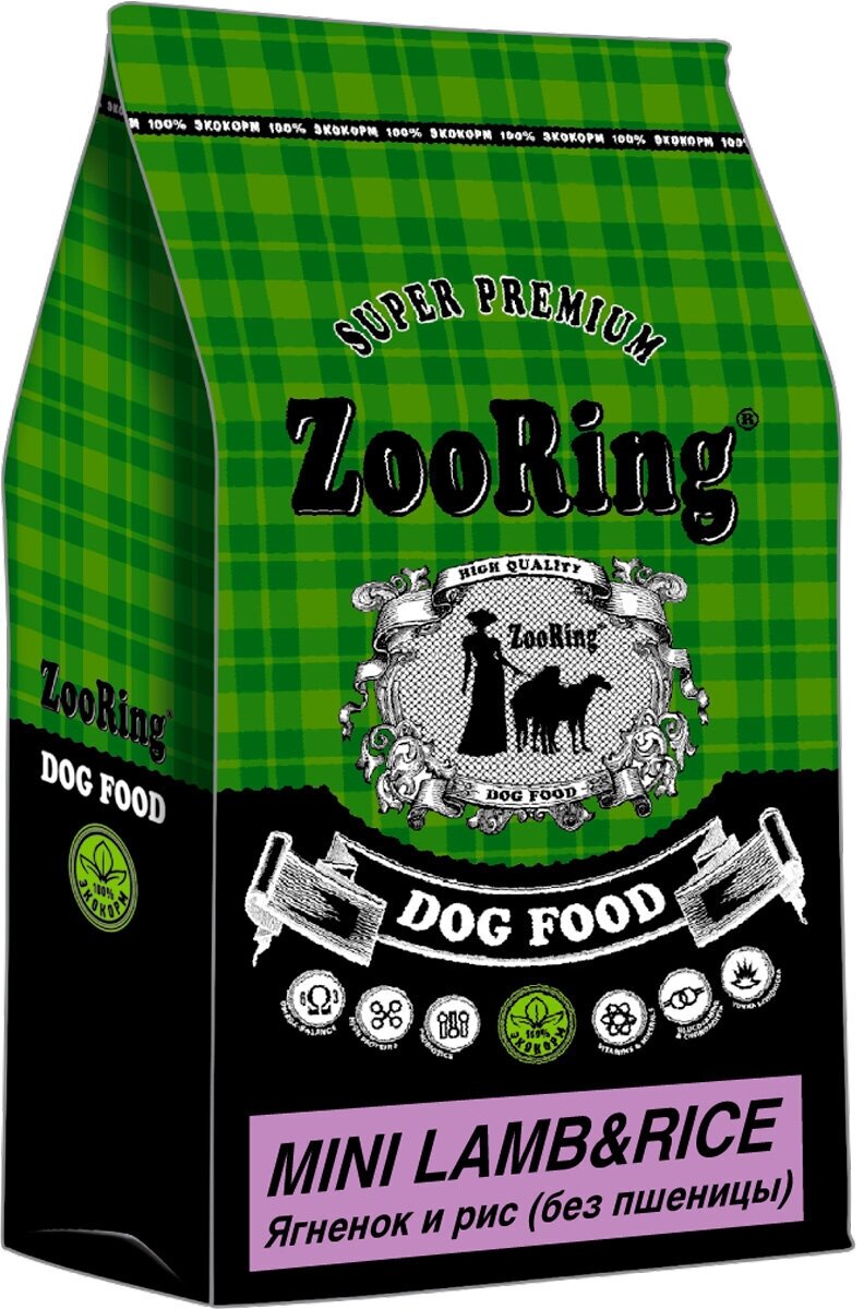 ZOORING DOG MINI LAMB & RICE гипоаллергенный для взрослых собак маленьких пород с ягненком и рисом (2 + 2 кг)