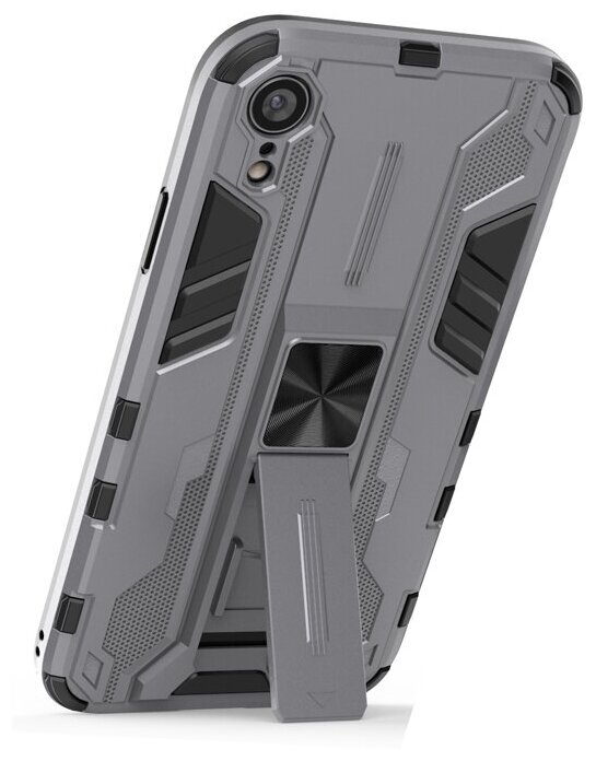 Противоударный чехол с подставкой Transformer для iPhone XR серый