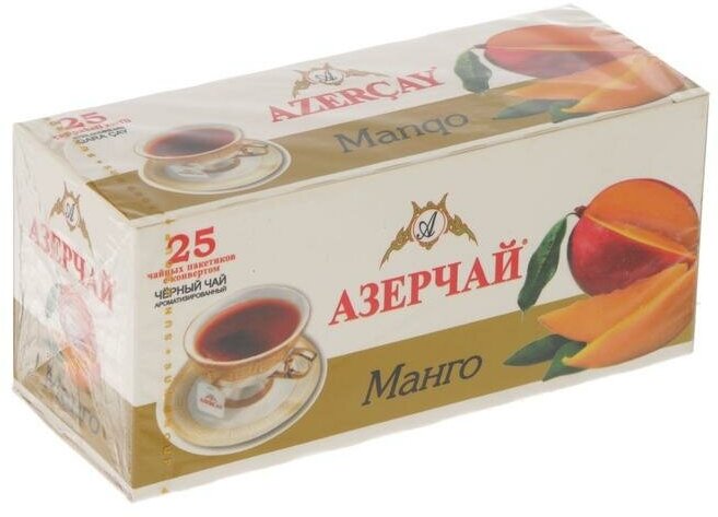 Чай чёрный Азерчай Манго 25 пакетиков - фотография № 3
