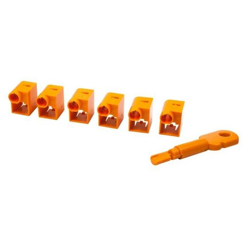 Комплект блокираторов коннектора RJ-45 (6 шт.) + ключ, оранжевый